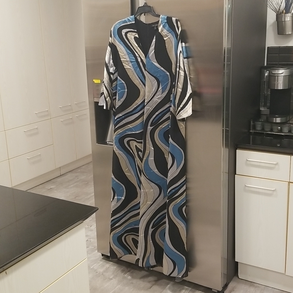 💕ST. JOHN💕 Turkish Kaftan Style Maxi Dress ~ Multi-Color Swirl Print 6